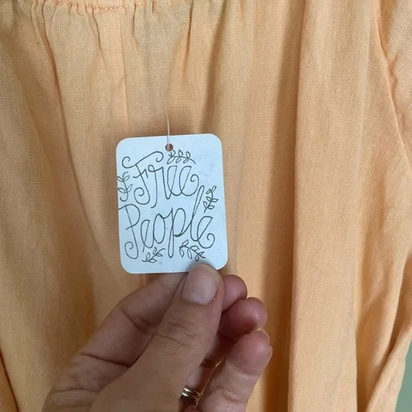 NWT Free People Off-Shoulder Nalani Jumpsuit in Light Orange Sz S - Picture 4 of 12